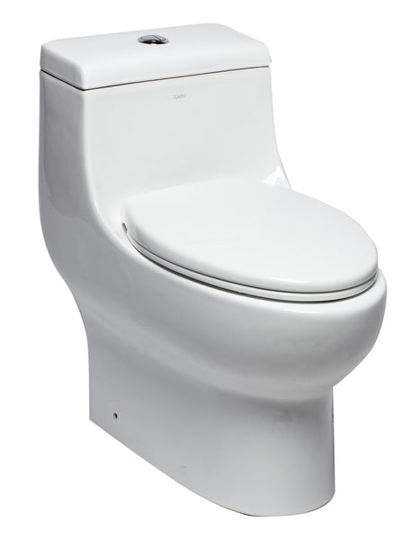 Eago 1-Piece 0.8/1.28 GPF Dual Flush Elongated Toilet in White - BathVault