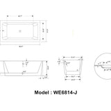 Legion Furniture 67" Doubled Ended Freestanding Tub WE6814 - White Acrylic - BathVault