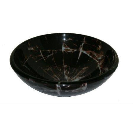 Legion Furniture Tempered Glass Vessel Sink Bowl - Black and Gray ZA-05 - BathVault