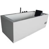 Eago 60 in. Acrylic Flatbottom Whirlpool Bathtub in White - BathVault