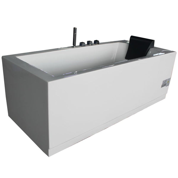 Eago 60 in. Acrylic Flatbottom Whirlpool Bathtub in White - BathVault